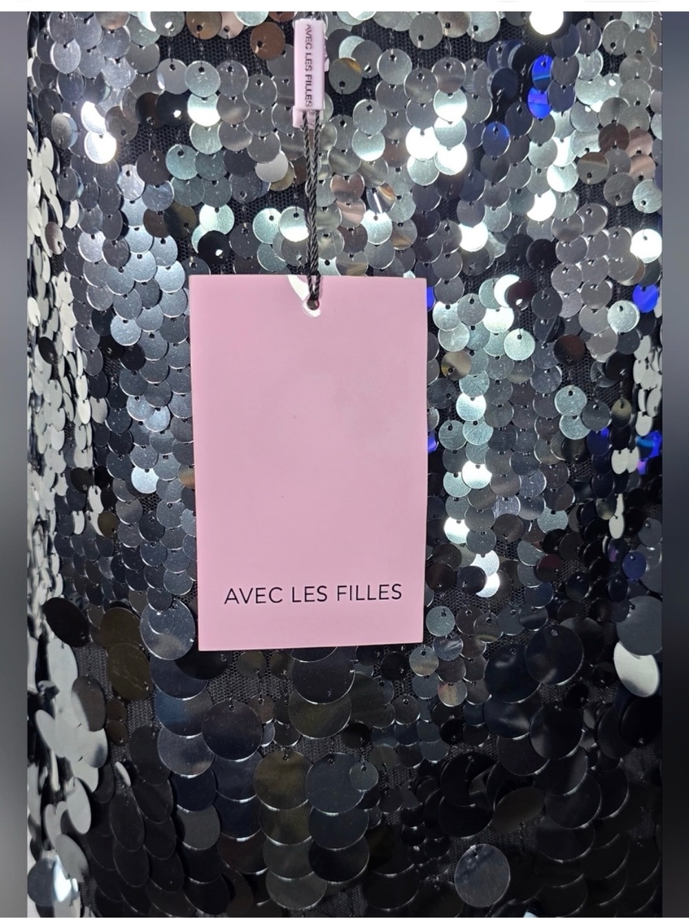 Avec Les Filles Black & Silver Sequin Slip Dress - Picture 4 of 7